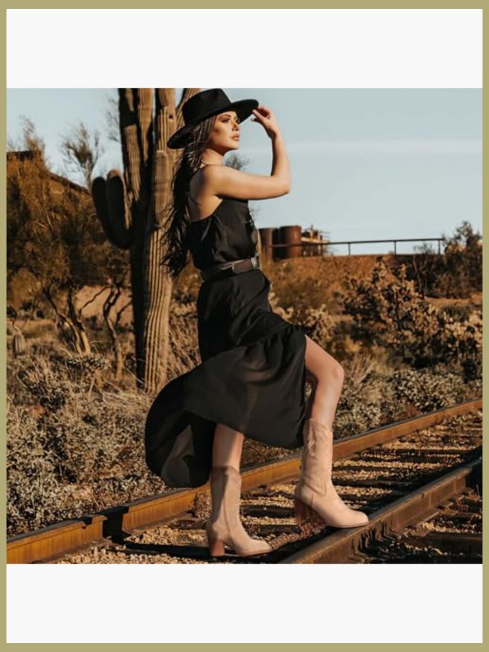 Western Cowgirl Mid Calf Boots with Embroidery and Zip Closure - Picture 2 of 7